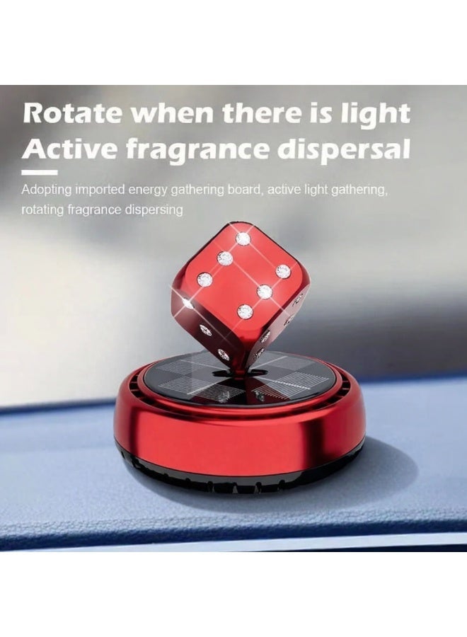 SolidX Solar Powered Rotating Red Dice Car Air Freshener | Car Dashboard Interior Decoration with Perfume Liquid & Organic Fragrance I C100 - AF - HS - 9830 - Image 3