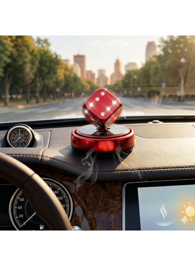 SolidX Solar Powered Rotating Red Dice Car Air Freshener | Car Dashboard Interior Decoration with Perfume Liquid & Organic Fragrance I C100 - AF - HS - 9830 - Image 4