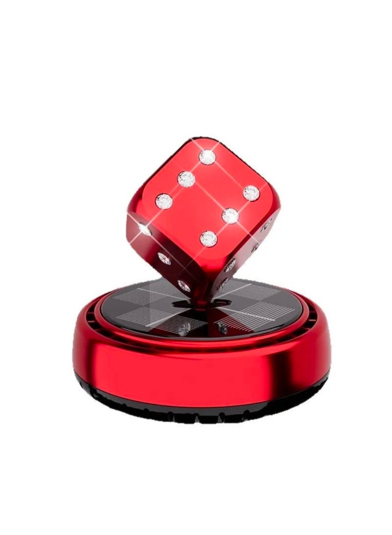 SolidX Solar Powered Rotating Red Dice Car Air Freshener | Car Dashboard Interior Decoration with Perfume Liquid & Organic Fragrance I C100 - AF - HS - 9830 - Image 1