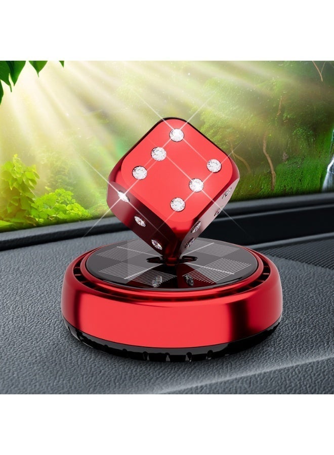 SolidX Solar Powered Rotating Red Dice Car Air Freshener | Car Dashboard Interior Decoration with Perfume Liquid & Organic Fragrance I C100 - AF - HS - 9830 - Image 2