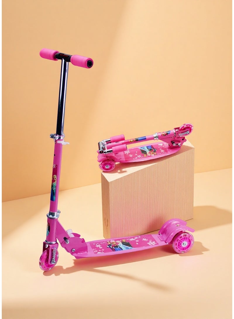 EASY FUTURE Scooters for Kids with Foldable & Height Adjustable Handle Kick Scooter with LED PU Wheels & Rear Brake Kids Scooter for 3 to 8 Years - Image 1
