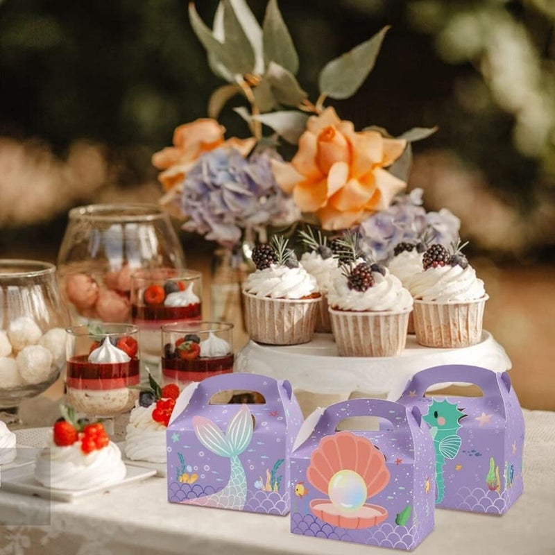 Purple A Mermaid Themed Candy Box Set 10 Pcs For Gift Wrapping Cookies Treats - Image 5
