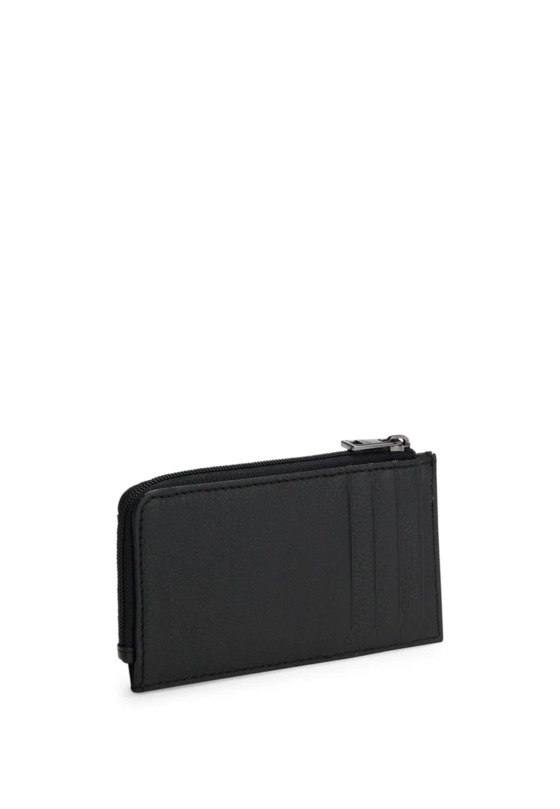 هوجو حافظة بطاقات جلدية بشعار مكدس