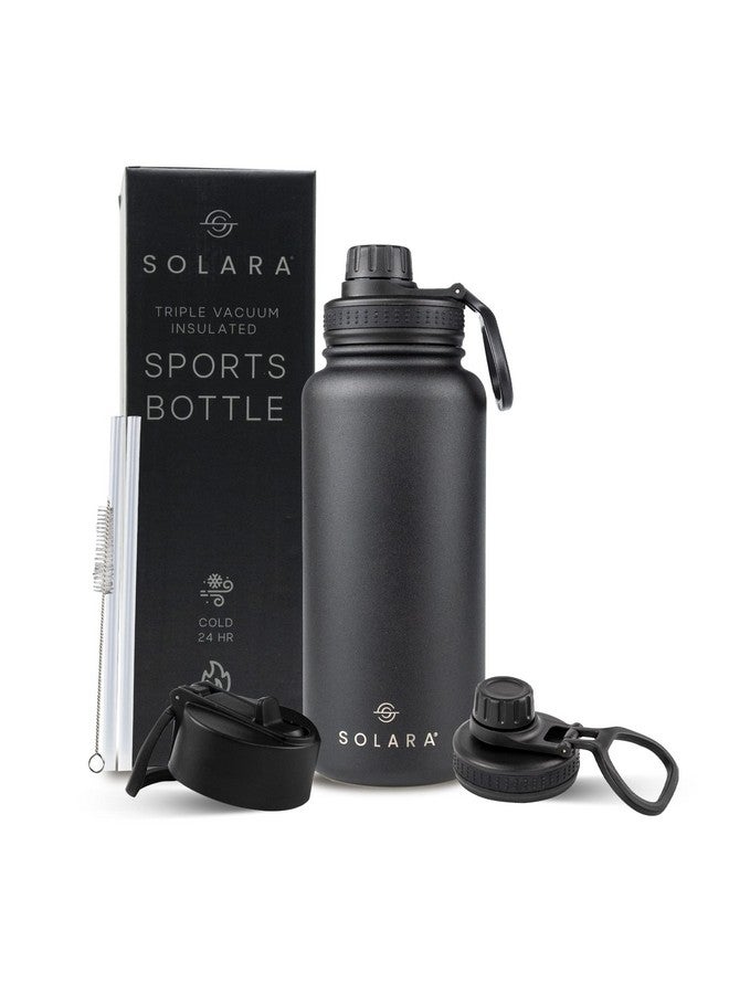 SOLARA Insulated Water Bottle 1 Litre, Hot Water Bottle, 1000ml Thermosteel Water Bottles for Travel, Home, Office, School, Gym, Adults, Water Bottle Hot and Cold, Sipper Bottle, Black Knight - Image 1