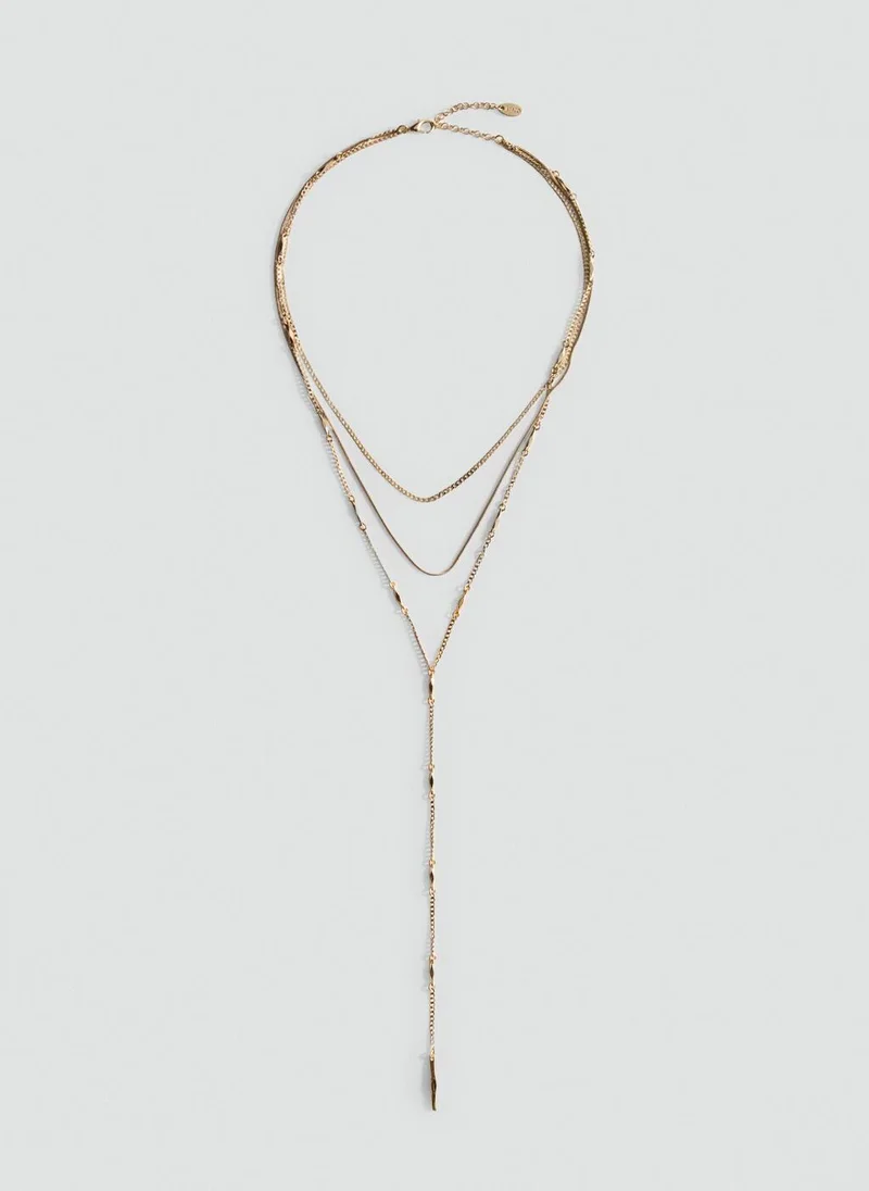 MANGO Long triple necklace