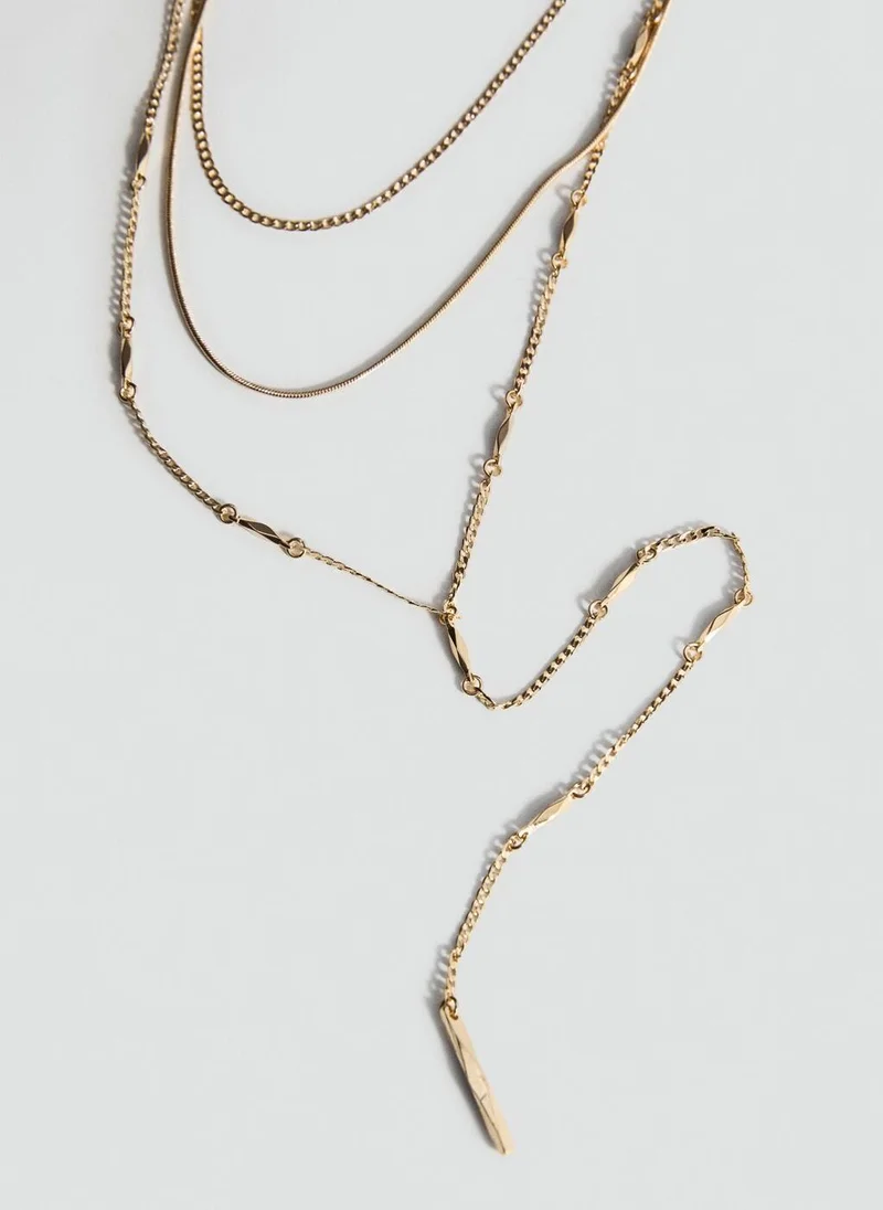 MANGO Long triple necklace