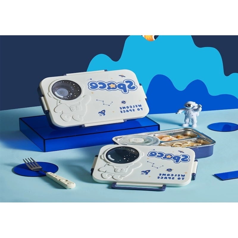 Astronaut lunch box: food-grade stainless steel insulated bento box with soup bowl, compartmentalized meal box for students and office workers - Image 3