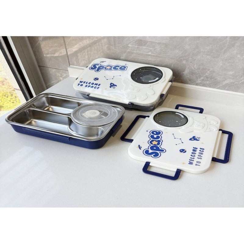 Astronaut lunch box: food-grade stainless steel insulated bento box with soup bowl, compartmentalized meal box for students and office workers - Image 2