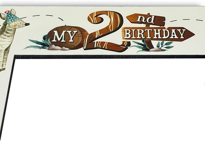 BELLA BUSTAMy 2nd Birthday Picture Frame Second Birthday Baby Boy Girl Safari Animals Theme Lions Elephants and GiraffesUV Print Safari 5x7 Vertical - Image 4