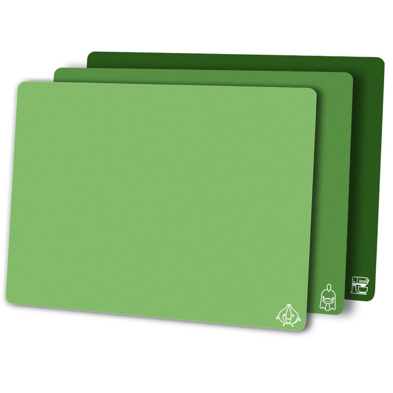 Zvp Flexible Plastic Cutting Board Set Of 3 Gradient Color  Colorful Chopping Boards  Bpa Free Mats  Non Slip  Dishwasher Safe  15?12 Inch  Green Multi-Color - Image 1