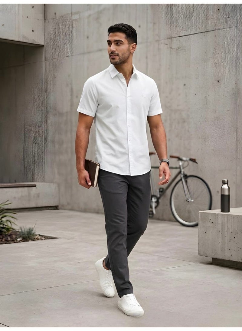 Hikes Men’s Premium Cotton Shirt , Soft Breathable Fabric, Modern Fit Short Sleeve Casual & Smart Wear - Image 3