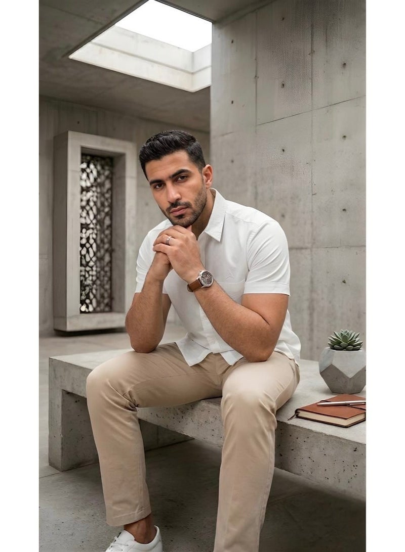Hikes Men’s Premium Cotton Shirt , Soft Breathable Fabric, Modern Fit Short Sleeve Casual & Smart Wear - Image 2