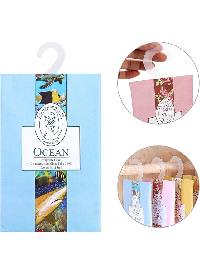 HY - 5 Packs Air Freshner Deodorize Scented Sachets with Hanging Hook Natural Scented Bags Wardrobe Fresheners for Wardrobe Closet Bathroom Car Jasmine Rose Lavender Lily Ocean - Image 1