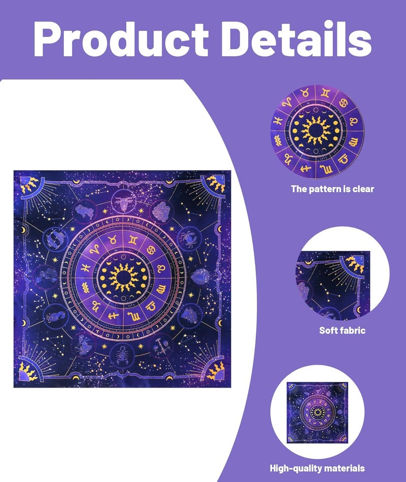 RupeeRise Tarot Cloth for Card Reading,Tarot Mat for Spiritual Practices, Durable Spread Divination Cloth Suitable for Most Decks - Image 2