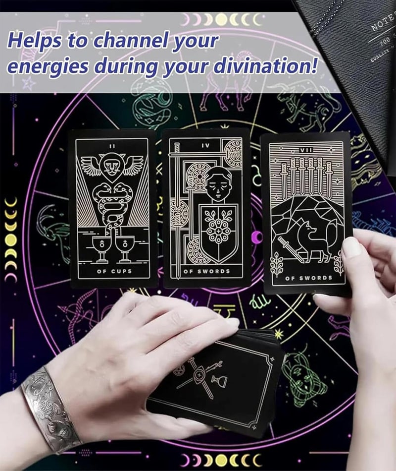 RupeeRise Tarot Cloth for Card Reading,Tarot Mat for Spiritual Practices, Durable Spread Divination Cloth Suitable for Most Decks - Image 4