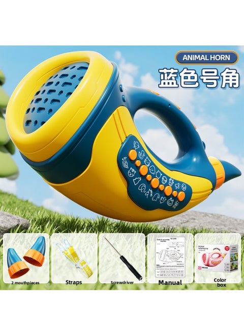 Animal Assembly Simulation Sound Effect Blowing Horn Exercise Horn Vital Capacity Musical Instruments Children's Toys Blowing Toys-Color:Blue Animal Assembly Number [no Battery] Fun 30 Sound Effects