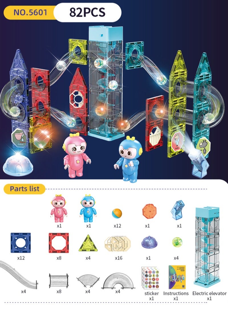 Sharpdo 82Piece Set electric, Lighting, Music magnetic Building Block Magnet Building Tiles Clear Magnetic 3D Building Blocks Construction Playboards Creativity beyond Imagination Inspirational Recreational E - Image 3