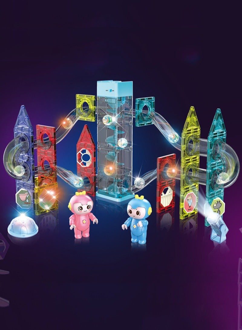 Sharpdo 82Piece Set electric, Lighting, Music magnetic Building Block Magnet Building Tiles Clear Magnetic 3D Building Blocks Construction Playboards Creativity beyond Imagination Inspirational Recreational E - Image 2