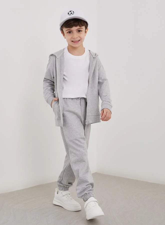 ستايلي Styli Grey Cotton Cuffed Joggers with Pockets