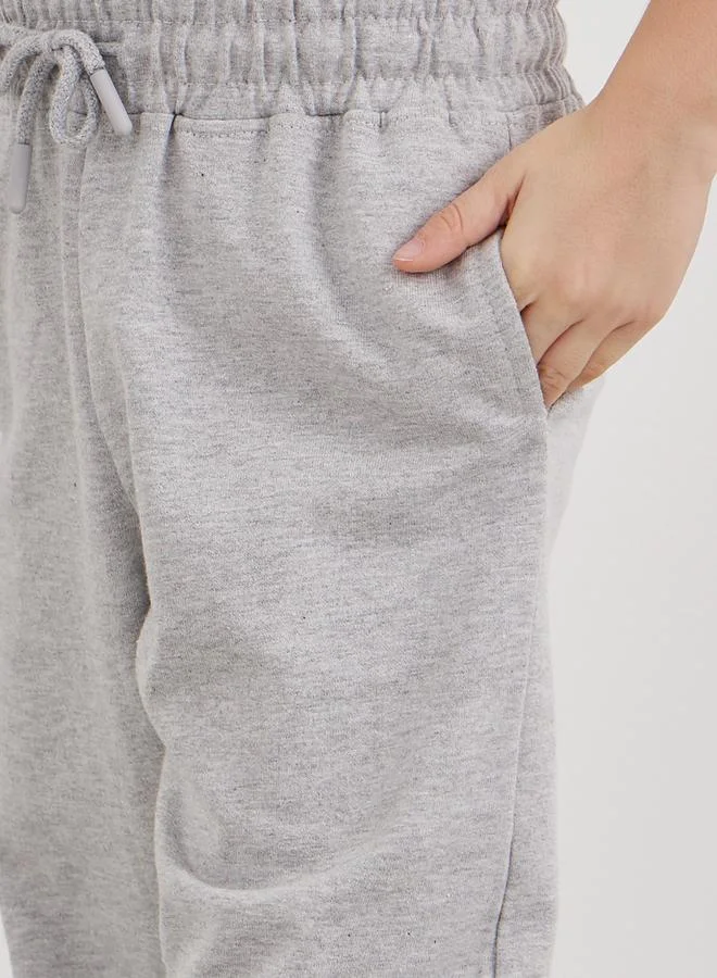 Styli Styli School Uniform Grey Cotton Cuffed Joggers with Pockets