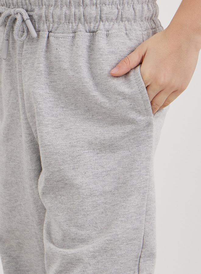 Styli School Uniform Grey Cotton Cuffed Joggers with Pockets - Image 3