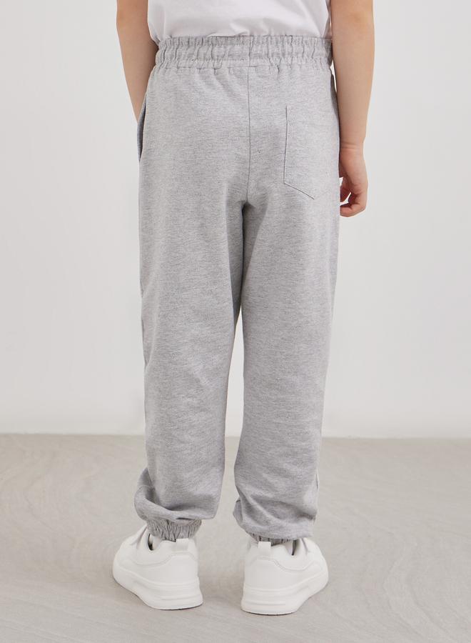 Styli School Uniform Grey Cotton Cuffed Joggers with Pockets - Image 4