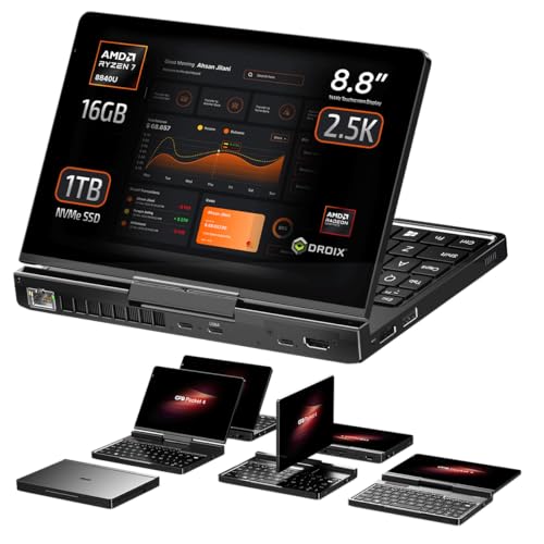 GPD Pocket 4: لابتوب ميني مع معالج AMD Ryzen 7 8840U، بطاقة رسومات Radeon 780M، 16GB ذاكرة LPDDR5X، 1TB SSD PCIe Gen4، شاشة 8.8 بوصة 2.5K بتردد 144Hz، واي فاي 6E، بلوتوث 5.3، كمبيوتر محمول يدوي ذكي قابل للتعديل - Image 1