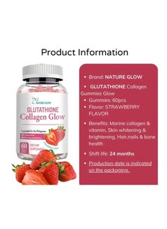 NATURE GLOW Collagen Glow Anti-Aging Skin Whitening Vitamins Strawberry Flavor  - Image 3