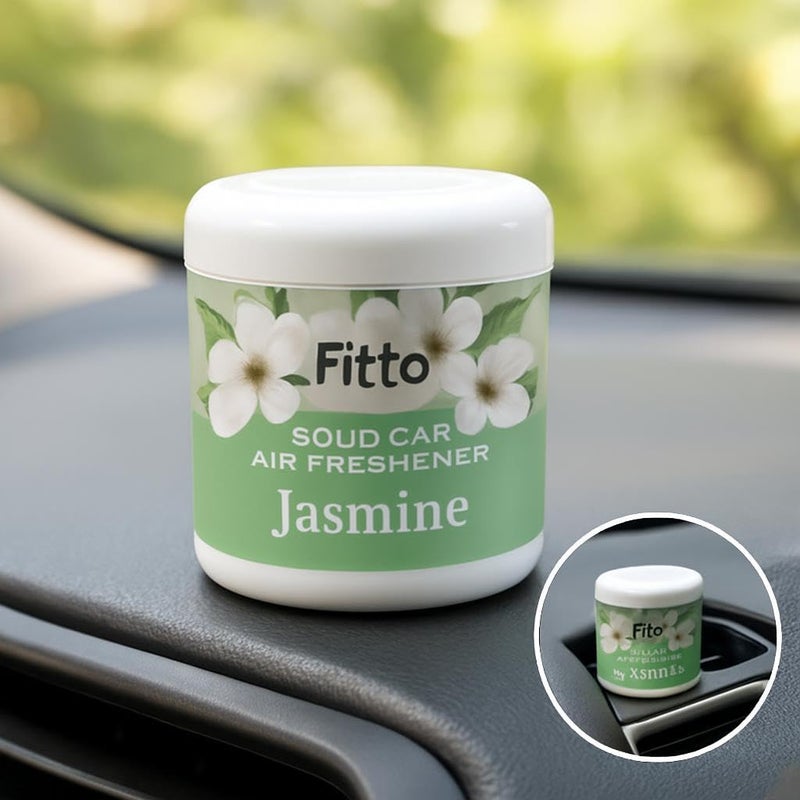 FITTO معطر هواء سيارة فيتو الصلب برائحة الياسمين، مزيل روائح جل طويل الأمد لداخل السيارة ولوحة القيادة، 200 جرام - Image 3