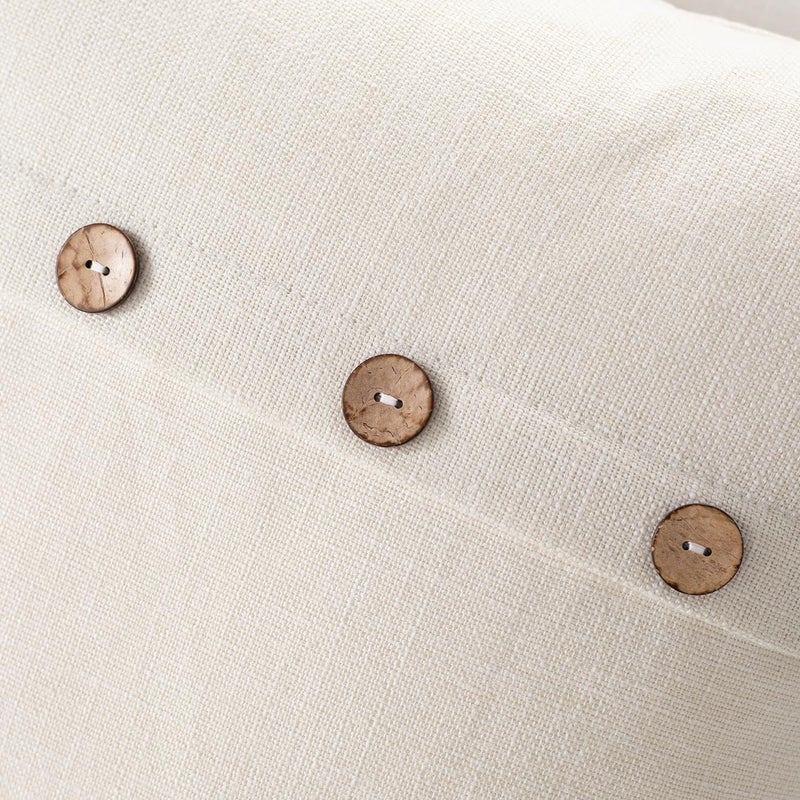 Meekio Set of 2 Ivory Square Pillow Covers 18 x 18 Farmhouse Boho Pillow Covers with Coconut Buttons for Sofa Couch Living Room Bedroom Farmhouse D?cor for The Home - Image 4