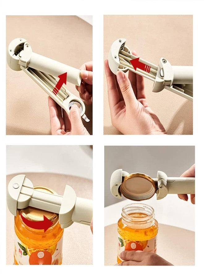 Desolio Multifunctional Retractable Bottle Opener - Adjustable Multifunctional Can Opener Jar Lid Gripper - 2024 New Jar Opener Bottle Opener for Weak Hands, Senior Arthritis (White) - Image 4