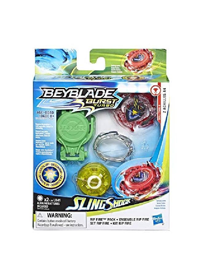 Burst Slingshock Rip Fire Starter Pack Z Achilles A4 Battling Lightup Top With Right/Leftspin Launcher Age 8+