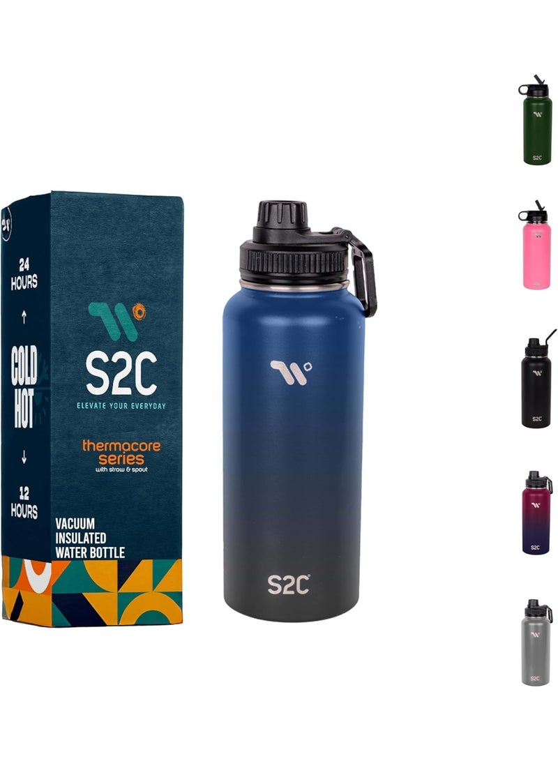 S2C Stainless Steel Water Bottle 1L (32oz) - Double Wall Vacuum Insulated, Leakproof, BPA-Free, Perfect for Gym, Travel with Spout Lid -Thermos Water Flask for Hot Water - Image 1
