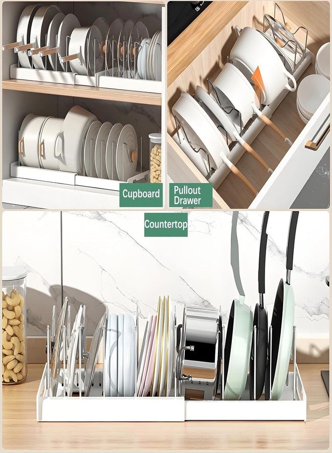 MOOKA Expanding Cookware Organizer, Space saving storage for pan lids, baking trays Pot and Pan Organizers Rack,Pot Lid Organizers,Pot racks,Pot holder,Stainless steel Adjustable Dividers Kitchen - Image 3