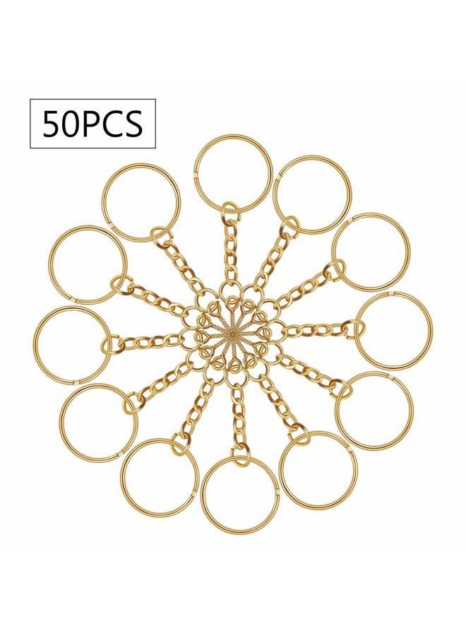 BronaGrand 50pcs 25mm Split Key Ring with Extend Chain and 12mm Screw Eye Pin for Craft Charm Making,Gold - Image 4