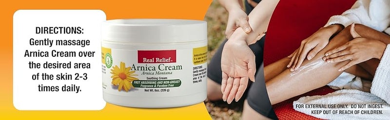 Real Relief Arnica Cream, Natural, Soothing, Non Greasy and Unscented, 4 oz (Pack of 1) - Image 5