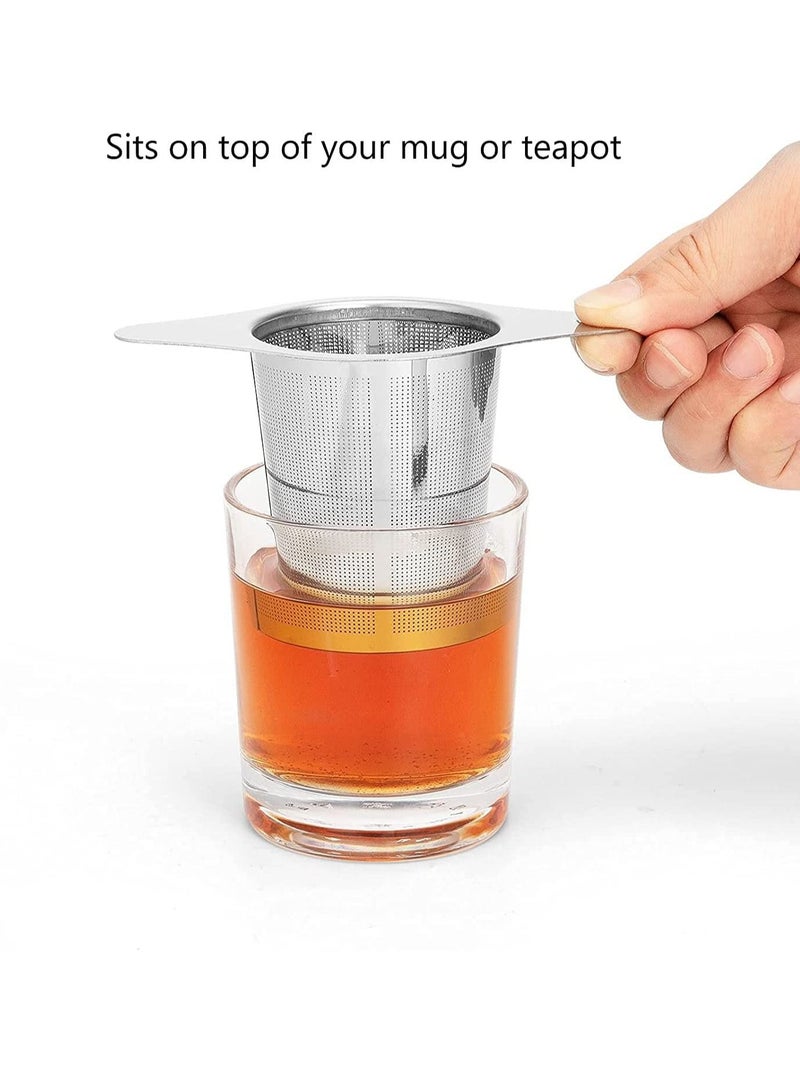 SYOSI Tea Infuser Stainless Steel, Premium  Strainer with Two Handles and Large Capacity for Loose Leaf, Classic Metal Mesh Filter for Cups, Mugs, Teapots, and Coffee  - Image 3