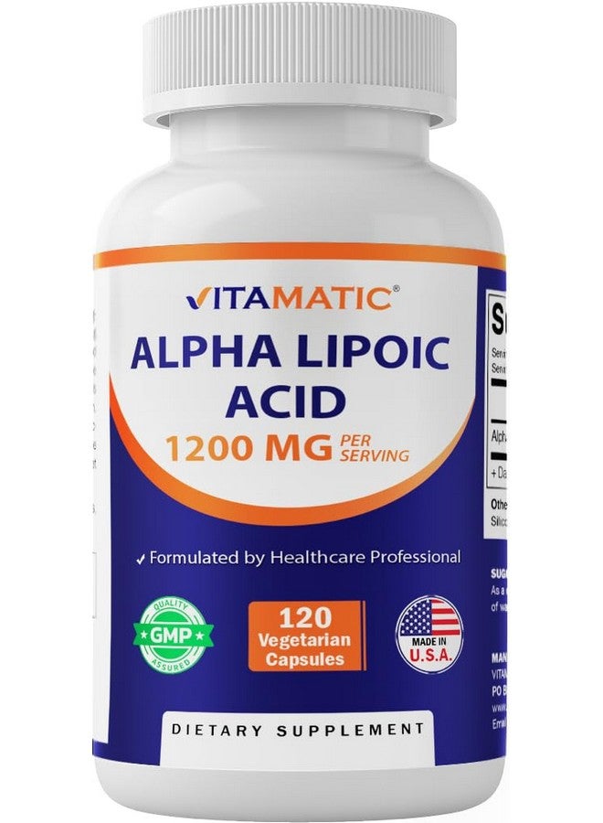 Vitamatic Alpha Lipoic Acid 1200mg Per Serving, 120 Capsules - Gluten Free, Vegetarian Capsules, Soy Free & Non-GMO - Image 1