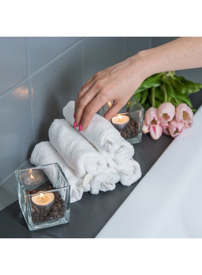 Made Easy Kit Bath Mitts - Pack of 6 - (6" x 9") European Style Washcloth with Loop (White, 6 x 9 inches) - Image 3