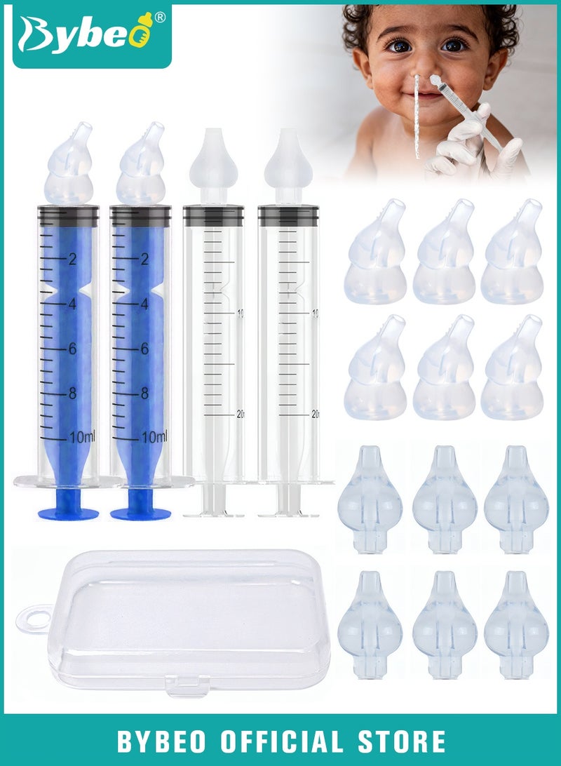 Bybeo 4 Pcs Baby Nasal Irrigator with 12 Silicone Tips, Nasal Wash Syringe for Baby, Nose Shower Set, Portable Nose Cleaner for Newborns Toddlers, Safe Nose Cleaner with Cleanable & Reusable Silicone Nasal Suction Tip - Image 1