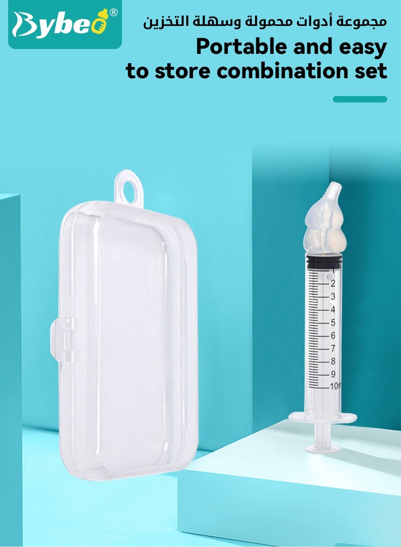 Bybeo 4 Pcs Baby Nasal Irrigator with 12 Silicone Tips, Nasal Wash Syringe for Baby, Nose Shower Set, Portable Nose Cleaner for Newborns Toddlers, Safe Nose Cleaner with Cleanable & Reusable Silicone Nasal Suction Tip - Image 4