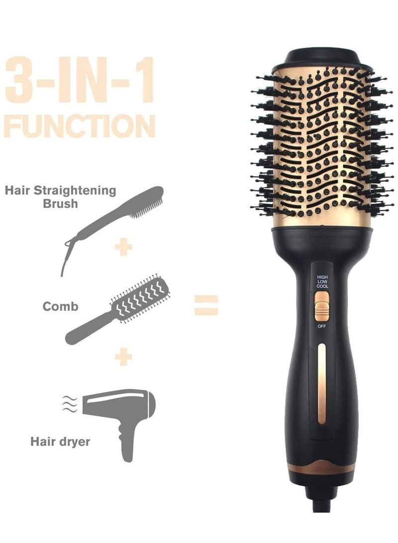 Hot Air Brush,Hair Dryer Brush, Professional Hair Dryer & Volumizer 3 in 1 Upgrade Anti-Scald Negative Ionic Technology Hair Straightener Brush,Salon Negative Ion Ceramic Electric Blow Dryer - Image 4