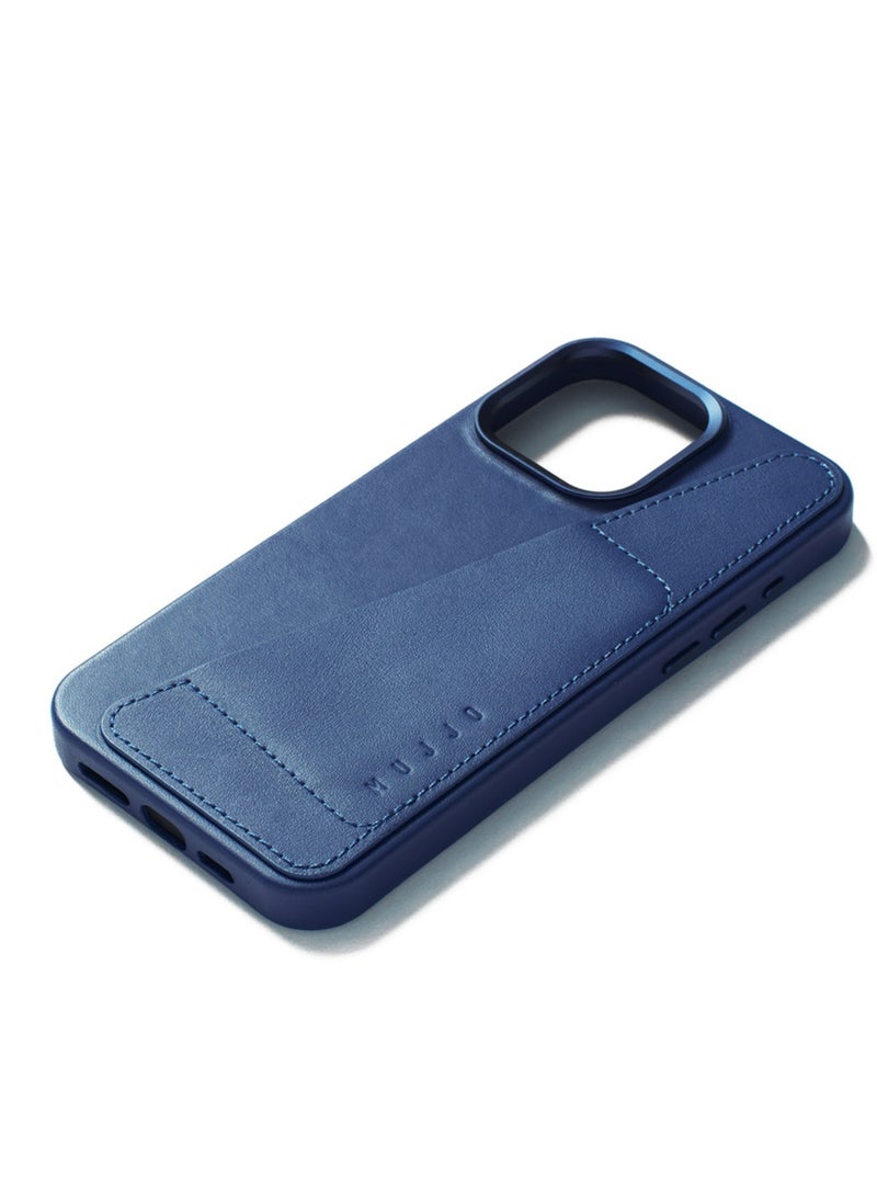 Mujjo - Mujjo Leather Wallet Case for iPhone 15 Pro Max - Premium European Leather Case with Card Pocket, Phone & Camera Lens Protection, MagSafe Compatible - iPhone 15 Pro Max Card Wallet Case (Blue) - Image 1