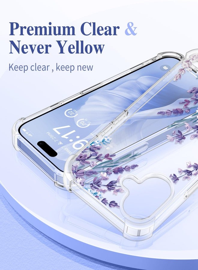 GVIEWIN Compatible with iPhone 16 Case 2024,[Camera Control Button] with Screen Protector&Camera Lens Protector,Shockproof Drop Protection Anti-scratch Clear Floral Cover for Women,Light Lavender - Image 3
