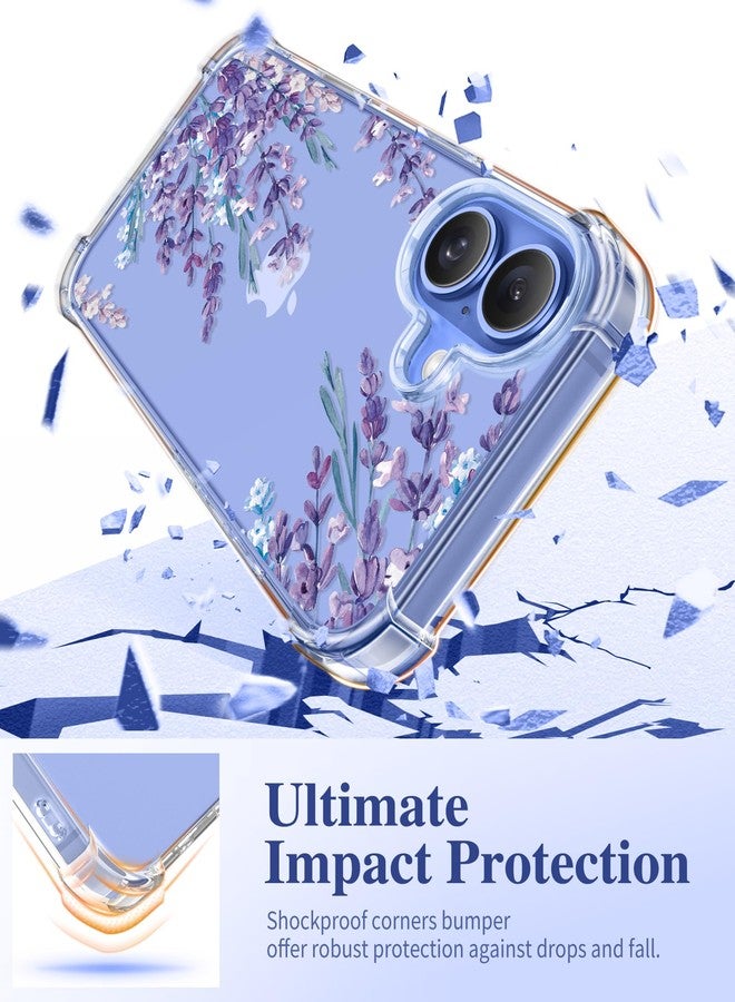 GVIEWIN Compatible with iPhone 16 Case 2024,[Camera Control Button] with Screen Protector&Camera Lens Protector,Shockproof Drop Protection Anti-scratch Clear Floral Cover for Women,Light Lavender - Image 4