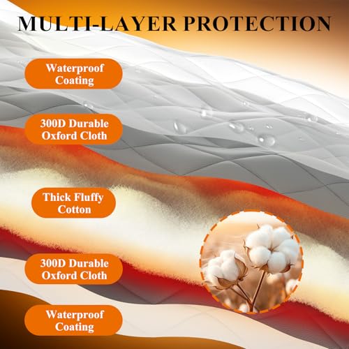 MAGZO Magnetic Thermal Insulated Door Curtain, 36" x 96", Upgraded Oxford Filled with Thicken Cotton, Weatherproof Insulation Cover Blanket for Winter/Balcony, Keep Cold Out, Grey - Image 4