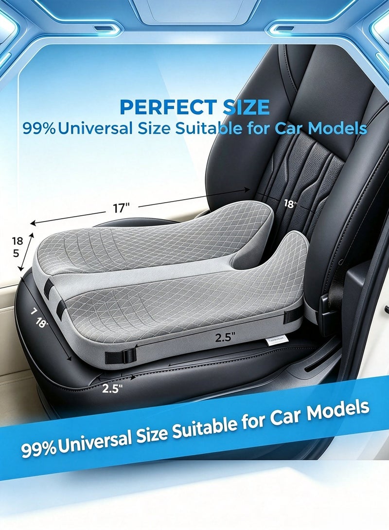 Upgraded Car Seat Cushion for Driving - Orthopedic Memory Foam Wedge Pillow for Lower Back Pain, Hip & Tailbone Support - Comfort Booster Seat for Office Chair, Truck & Home (Universal Fit, Zippered Cover) - Image 1