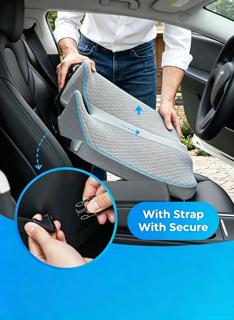 Upgraded Car Seat Cushion for Driving - Orthopedic Memory Foam Wedge Pillow for Lower Back Pain, Hip & Tailbone Support - Comfort Booster Seat for Office Chair, Truck & Home (Universal Fit, Zippered Cover) - Image 2