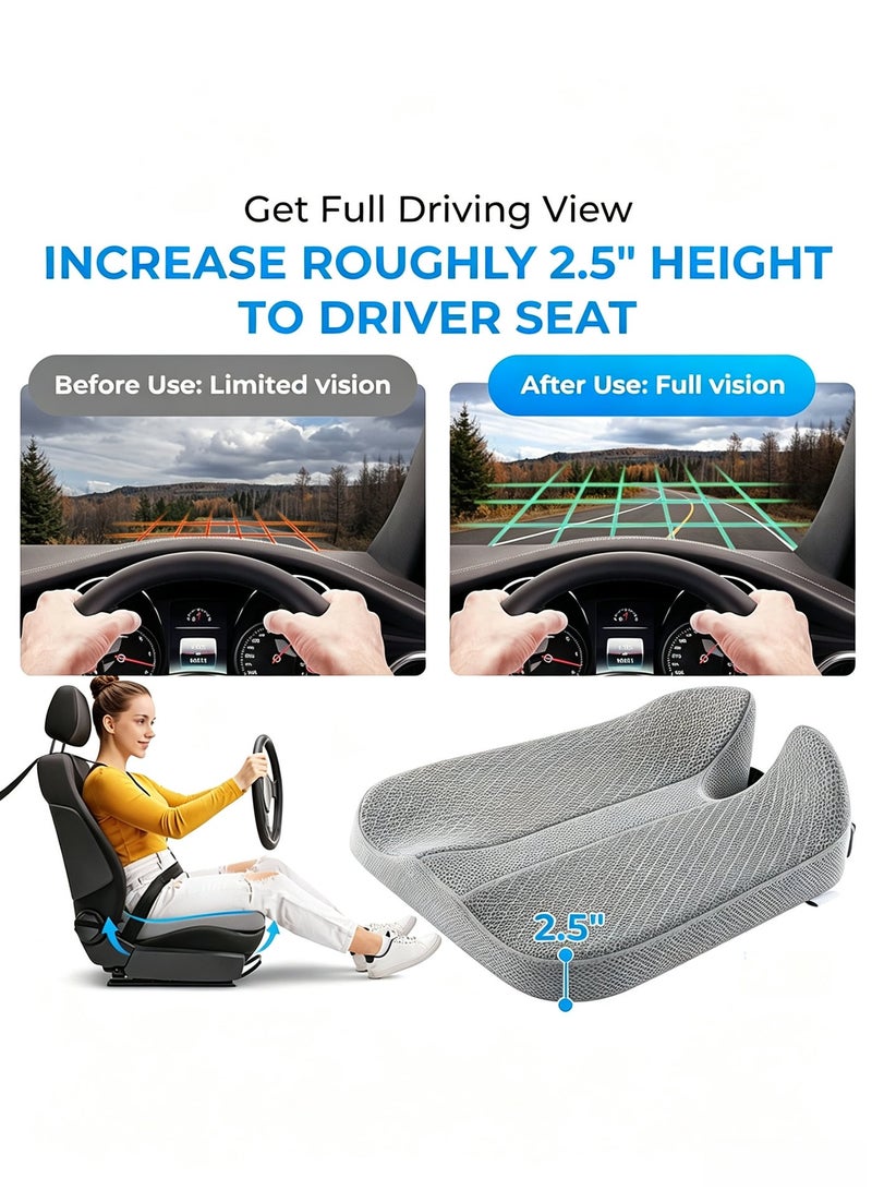 Upgraded Car Seat Cushion for Driving - Orthopedic Memory Foam Wedge Pillow for Lower Back Pain, Hip & Tailbone Support - Comfort Booster Seat for Office Chair, Truck & Home (Universal Fit, Zippered Cover) - Image 4