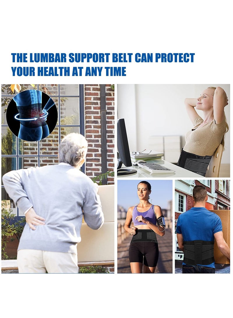 SYOSI Lower Back Support Brace Back Support Belt with 3 Large Stays for Men and Women Sciatica Back Pain Relief Brace with Hole Mesh Double Compression Size L Waist 37.4Inch to 42.5Inch - Image 2